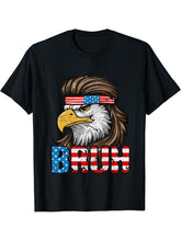 4th of July 2024 Bald Eagle American Flag Bruh Men Boys Boy Girl T-Shirt 180G 100% Cotton Printed Round Neck Short-Sleeve T-Shirt, Gifts for Men Dad Husband Grandpa, S-XXXL, Black