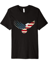 American Bald Eagle Patriotic Independence Day T-Shirt 180G 100% Cotton Printed Round Neck Short-Sleeve T-Shirt, Gifts for Men Dad Husband Grandpa, S-XXXL, Black