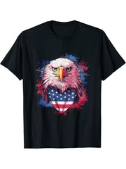 I Heart America Tshirt Bald Eagle Love USA 4th Of July T-Shirt 180G 100% Cotton Printed Round Neck Short-Sleeve T-Shirt, Gifts for Men Dad Husband Grandpa, S-XXXL, Black