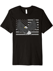 Freedom Patriotic American Bald Eagle Pride US Flag Eagle Premium T-Shirt 180G 100% Cotton Printed Round Neck Short-Sleeve T-Shirt, Gifts for Men Dad Husband Grandpa, S-XXXL, Black