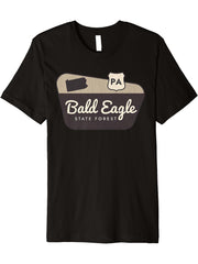 Bald Eagle State Forest Pennsylvania Welcome Sign Trip Premium T-Shirt 180G 100% Cotton Printed Round Neck Short-Sleeve T-Shirt, Gifts for Men Dad Husband Grandpa, S-XXXL, Black