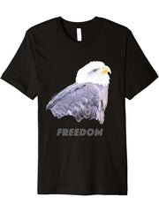 Bald Eagle Premium T-Shirt 180G 100% Cotton Printed Round Neck Short-Sleeve T-Shirt, Gifts for Men Dad Husband Grandpa, S-XXXL, Black