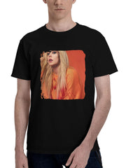 Avril Lavigne Photoshoot For Basic Magazine 180G 100% Cotton Printed Round Neck Short-Sleeve T-Shirt, Christmas Gifts for Men Dad Husband Grandpa, S-XXXL, Black