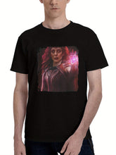 2023 Scarlet Witch Artwork 180G 100% Cotton Printed Round Neck Short-Sleeve T-Shirt, Christmas Gifts for Men Dad Husband Grandpa, S-XXXL, Black