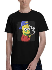 Bart Simpson Minimal 180G 100% Cotton Printed Round Neck Short-Sleeve T-Shirt, Christmas Gifts for Men Dad Husband Grandpa, S-XXXL, Black