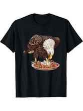 Bald Eagle Eating Paella T-Shirt 180G 100% Cotton Printed Round Neck Short-Sleeve T-Shirt, Gifts for Men Dad Husband Grandpa, S-XXXL, Black