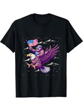 4th Of July American Flag Monkey Bald Eagle Fourth Of July T-Shirt 180G 100% Cotton Printed Round Neck Short-Sleeve T-Shirt, Gifts for Men Dad Husband Grandpa, S-XXXL, Black