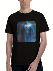 2023 Zack Synder Justice League Part Ii Superman 180G 100% Cotton Printed Round Neck Short-Sleeve T-Shirt, Christmas Gifts for Men Dad Husband Grandpa, S-XXXL, Black