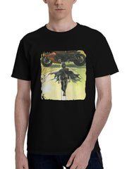 Batgirl Bike 180G 100% Cotton Printed Round Neck Short-Sleeve T-Shirt, Christmas Gifts for Men Dad Husband Grandpa, S-XXXL, Black