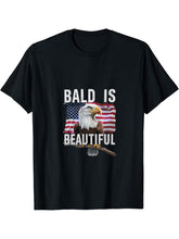 Bald Is Beautiful I American Bald Eagle I 4th Of July T-Shirt 180G 100% Cotton Printed Round Neck Short-Sleeve T-Shirt, Gifts for Men Dad Husband Grandpa, S-XXXL, Black