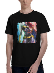Batgirl Guardian Of Justice 180G 100% Cotton Printed Round Neck Short-Sleeve T-Shirt, Christmas Gifts for Men Dad Husband Grandpa, S-XXXL, Black