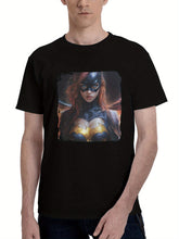 Batgirl Realms 180G 100% Cotton Printed Round Neck Short-Sleeve T-Shirt, Christmas Gifts for Men Dad Husband Grandpa, S-XXXL, Black