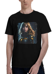 Batgirl Silent Symphony 180G 100% Cotton Printed Round Neck Short-Sleeve T-Shirt, Christmas Gifts for Men Dad Husband Grandpa, S-XXXL, Black
