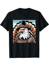 Humor Thanksgiving Turkey Bald Eagle T-Shirt 180G 100% Cotton Printed Round Neck Short-Sleeve T-Shirt, Gifts for Men Dad Husband Grandpa, S-XXXL, Black