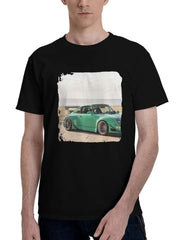2024 Porsche 993 Rwb 180G 100% Cotton Printed Round Neck Short-Sleeve T-Shirt, Christmas Gifts for Men Dad Husband Grandpa, S-XXXL, Black