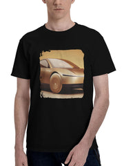 2024 Tesla Robotaxi 180G 100% Cotton Printed Round Neck Short-Sleeve T-Shirt, Christmas Gifts for Men Dad Husband Grandpa, S-XXXL, Black