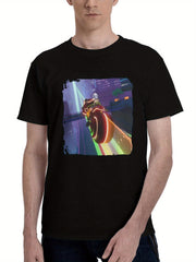 2024 Tower Of Fantasy 180G 100% Cotton Printed Round Neck Short-Sleeve T-Shirt, Christmas Gifts for Men Dad Husband Grandpa, S-XXXL, Black