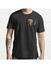 Pocket Raptor T-Shirt Essential T-Shirt 100% Cotton, Gifts for Men Dad Husband Grandpa, S-XXXL, Black