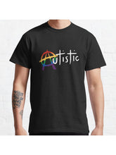 LGBTQ and Autistic Punk, White Lettering Classic T-Shirt 100% Cotton, Gifts for Men Dad Husband Grandpa, S-XXXL, Black