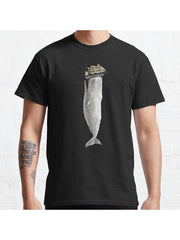 Revenge of The Whale Classic T-Shirt 100% Cotton, Gifts for Men Dad Husband Grandpa, S-XXXL, Black