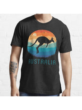 Australia Kangaroo Retro Essential T-Shirt 100% Cotton, Gifts for Men Dad Husband Grandpa, S-XXXL, Black
