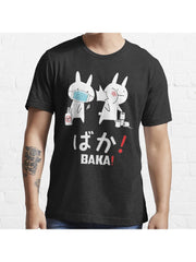 Funny Anime Rabbit Baka Slap! Toilet Paper Shortage! Essential T-Shirt 100% Cotton, Gifts for Men Dad Husband Grandpa, S-XXXL, Black