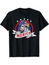 Fun 'Merica Gift TShirt Bald Eagle 4th July Tee T-Shirt 180G 100% Cotton Printed Round Neck Short-Sleeve T-Shirt, Gifts for Men Dad Husband Grandpa, S-XXXL, Black