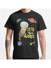 Otter This World Classic T-Shirt 100% Cotton, Gifts for Men Dad Husband Grandpa, S-XXXL, Black