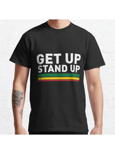 Get up Stand up/ Reggae rasta vibrations Classic T-Shirt 100% Cotton, Gifts for Men Dad Husband Grandpa, S-XXXL, Black