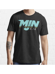 MJN Air Logo Essential T-Shirt 100% Cotton, Gifts for Men Dad Husband Grandpa, S-XXXL, Black