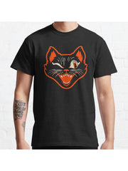 Retro Vintage Halloween Black Cat Winking Face Classic T-Shirt 100% Cotton, Gifts for Men Dad Husband Grandpa, S-XXXL, Black