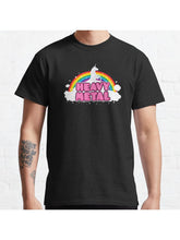 HEAVY METAL! (Funny Unicorn/ Rainbow Mosh Parody Design) Classic T-Shirt 100% Cotton, Gifts for Men Dad Husband Grandpa, S-XXXL, Black