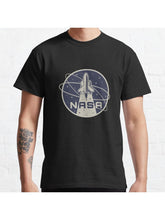 Retro NASA Logo Design; Sticker, Mask, Tee Classic T-Shirt 100% Cotton, Gifts for Men Dad Husband Grandpa, S-XXXL, Black