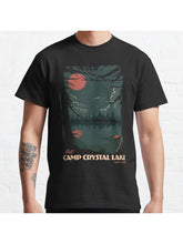 Visit Camp Crystal Lake travel poster Classic T-Shirt 100% Cotton, Gifts for Men Dad Husband Grandpa, S-XXXL, Black