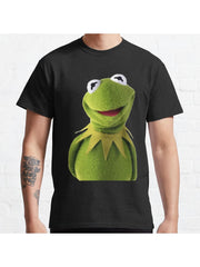 Happy Kermit Classic T-Shirt 100% Cotton, Gifts for Men Dad Husband Grandpa, S-XXXL, Black