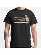 "I can feel it in my nuggets man" Surfing Chicken Design Classic T-Shirt 100% Cotton, Gifts for Men Dad Husband Grandpa, S-XXXL, Black