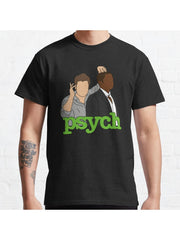 Psych - Shawn & Gus Classic T-Shirt 100% Cotton, Gifts for Men Dad Husband Grandpa, S-XXXL, Black