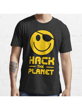 Hack the Planet Essential T-Shirt 100% Cotton, Gifts for Men Dad Husband Grandpa, S-XXXL, Black