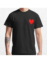 Undertale Heart Classic T-Shirt 100% Cotton, Gifts for Men Dad Husband Grandpa, S-XXXL, Black