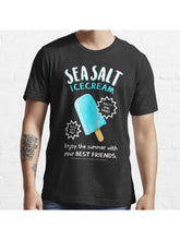 Sea Salt Ice Cream Essential T-Shirt 100% Cotton, Gifts for Men Dad Husband Grandpa, S-XXXL, Black