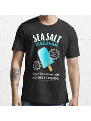 Sea Salt Ice Cream Essential T-Shirt 100% Cotton, Gifts for Men Dad Husband Grandpa, S-XXXL, Black