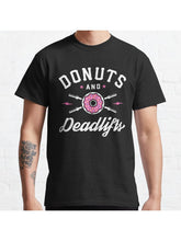Donuts And Deadlifts Classic T-Shirt 100% Cotton, Gifts for Men Dad Husband Grandpa, S-XXXL, Black