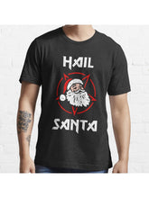 Hail Santa Essential T-Shirt 100% Cotton, Gifts for Men Dad Husband Grandpa, S-XXXL, Black
