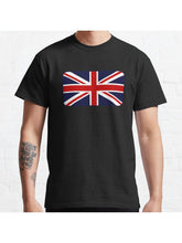 Union Jack Flag of the UK Classic T-Shirt 100% Cotton, Gifts for Men Dad Husband Grandpa, S-XXXL, Black