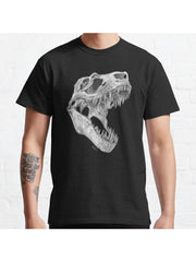 T-rex skull Classic T-Shirt 100% Cotton, Gifts for Men Dad Husband Grandpa, S-XXXL, Black