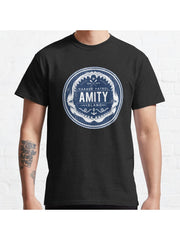 Amity Island Harbor Patrol Classic T-Shirt 100% Cotton, Gifts for Men Dad Husband Grandpa, S-XXXL, Black