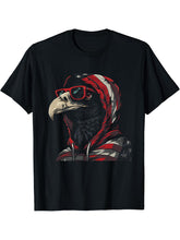 American Flag Bald Eagle USA Pride Patriotic Gift T-Shirt 180G 100% Cotton Printed Round Neck Short-Sleeve T-Shirt, Gifts for Men Dad Husband Grandpa, S-XXXL, Black