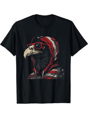 American Flag Bald Eagle USA Pride Patriotic Gift T-Shirt 180G 100% Cotton Printed Round Neck Short-Sleeve T-Shirt, Gifts for Men Dad Husband Grandpa, S-XXXL, Black