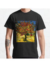 Van Gogh Mulberry Tree Print Classic T-Shirt 100% Cotton, Gifts for Men Dad Husband Grandpa, S-XXXL, Black