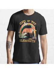 Cats of The Elements Essential T-Shirt 100% Cotton, Gifts for Men Dad Husband Grandpa, S-XXXL, Black